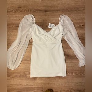 White dress. Rehearsal dinner dress. Bride party dress